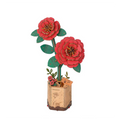 Camelia Roja de Madera Rolife 113 Piezas | Red Camellia Rompecabezas 3D Decorativo