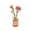 Clavel Rosa de Madera Rolife 104 Piezas | Pink Carnation Rompecabezas 3D Decorativo