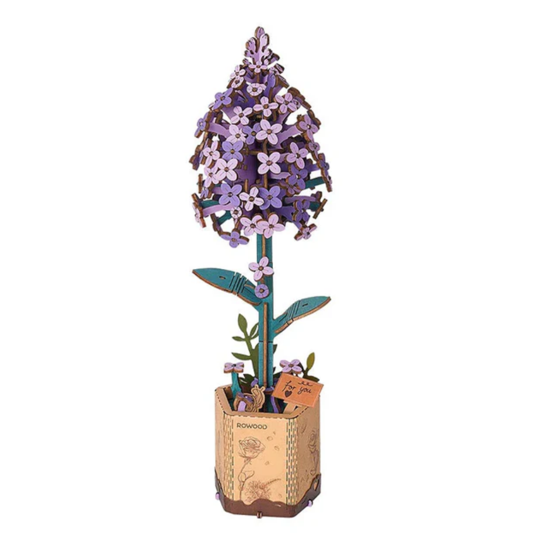 Flor de Madera Lila Rowood 154 Piezas | Rompecabezas 3D Maqueta de Madera
