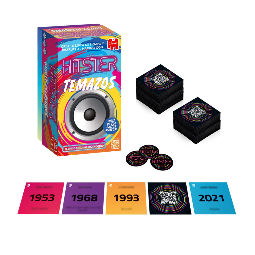 Hitster: Temazos - Juego de Mesa de Trivia Musical, Grandes Éxitos y Línea de Tiempo - Dark Hobbies
