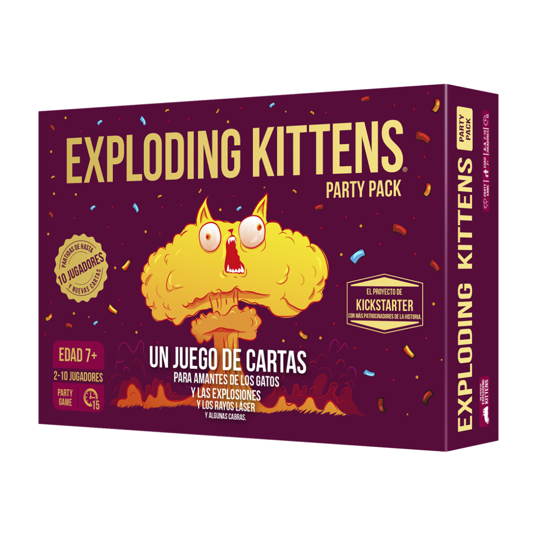 Exploding Kittens: Party Pack - Juego de Mesa de Cartas y Ruleta Rusa Gatuna - Dark Hobbies