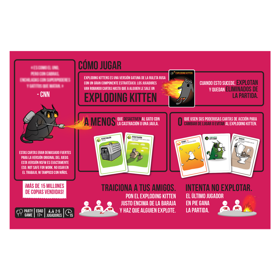 Exploding Kittens NSFW Edición 3.0 (Pink) - Juego de Mesa de Cartas y Humor Adulto - Dark Hobbies