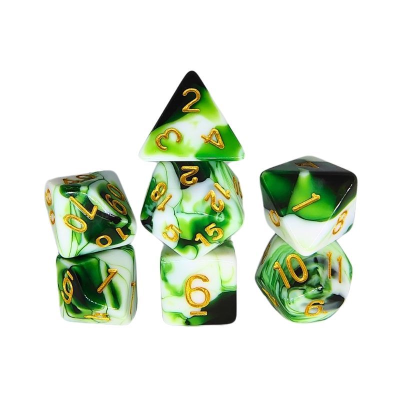 Set de Dados Draxos - Double Color: Dark Green & White