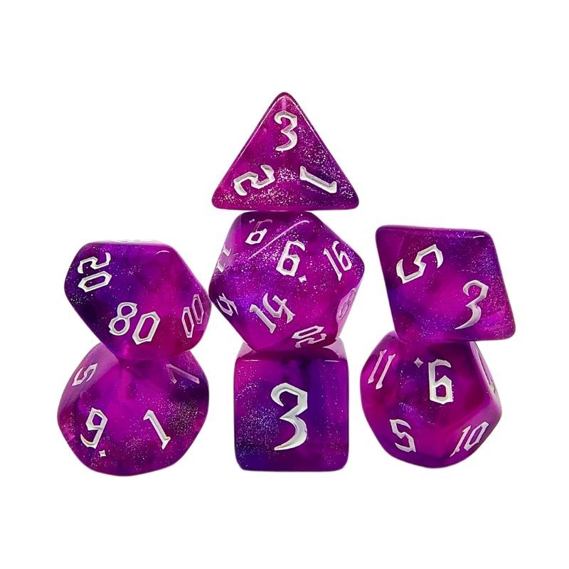 Set de Dados Draxos - Double Color Glitter: Pink & Purple