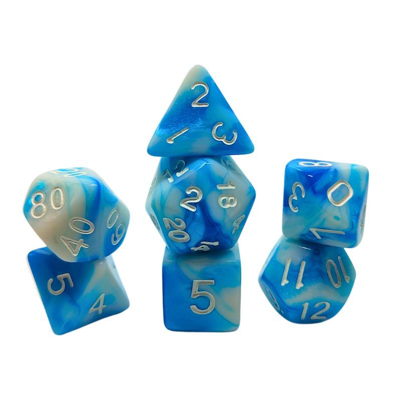 Set de Dados Draxos - Double Color: Light Blue & White