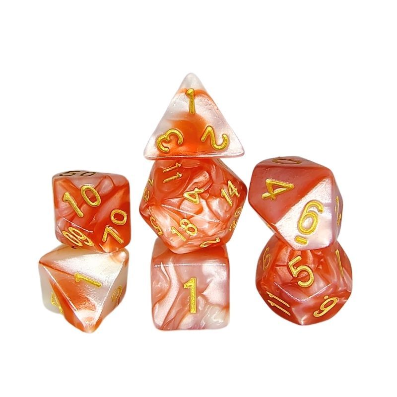 Set de Dados Draxos - Double Color: Orange & White